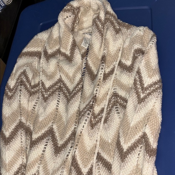 Lucky Brand Sweaters - Lucky Brand Cream and Brown Chevron Cardigan